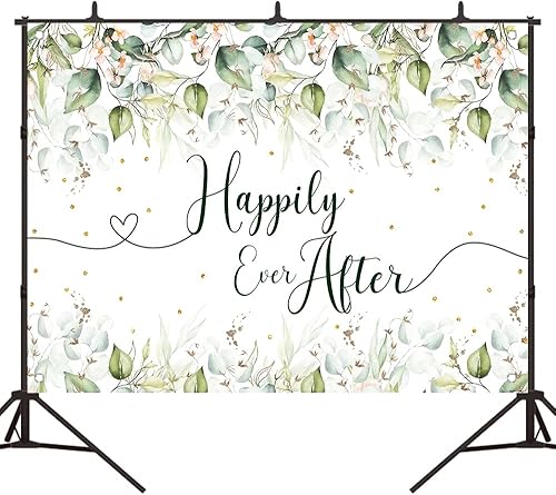 Miniatura 2 de Greenery Happy Ever After - Telón de fondo para boda, despedida de soltera, fiesta, fondo de hojas de eucalipto, novia, compromiso, despedida de