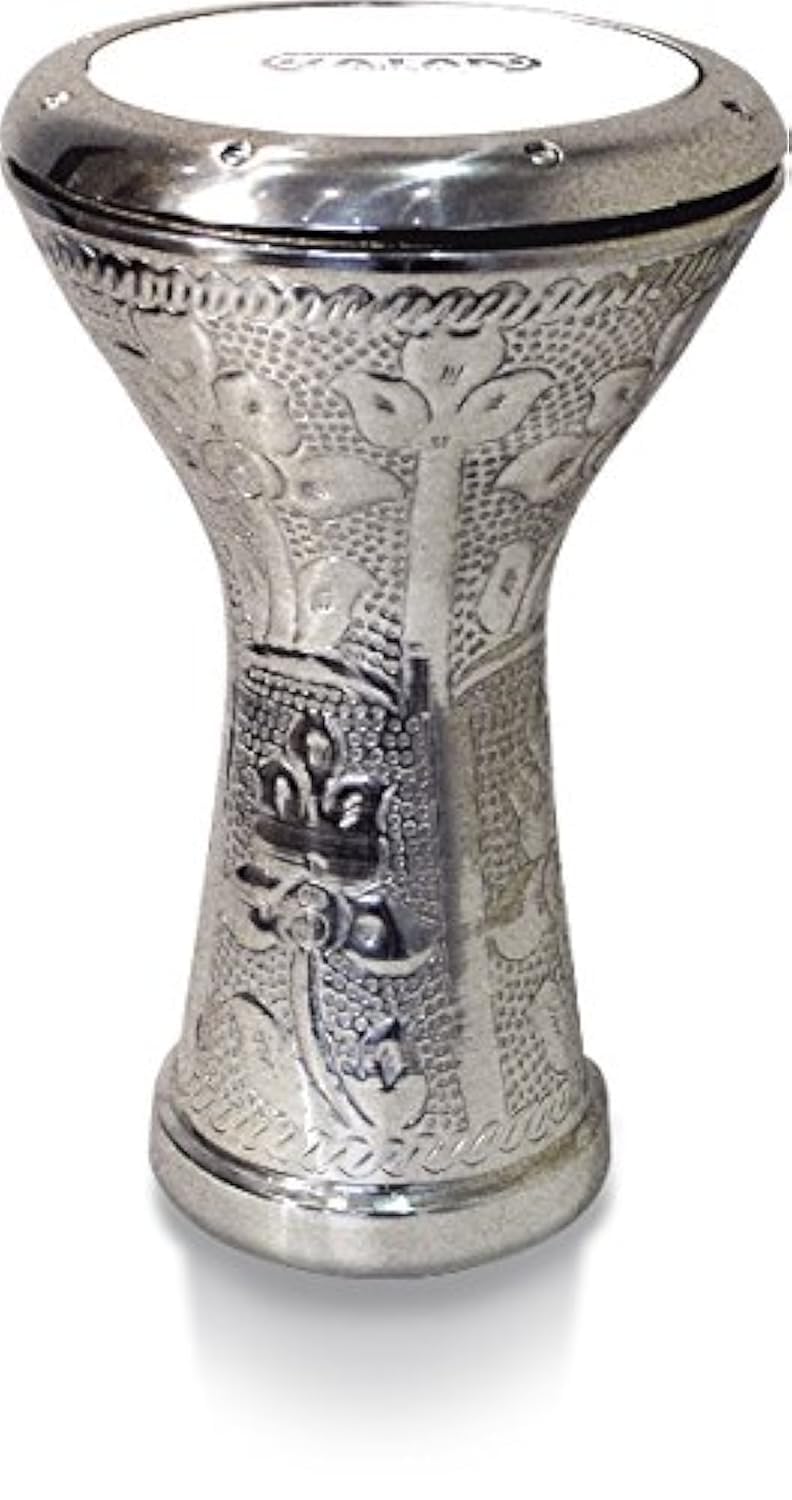 Vatan 3024 Derbouka egiziano scolpito misura grande diametro 22 cm argento
