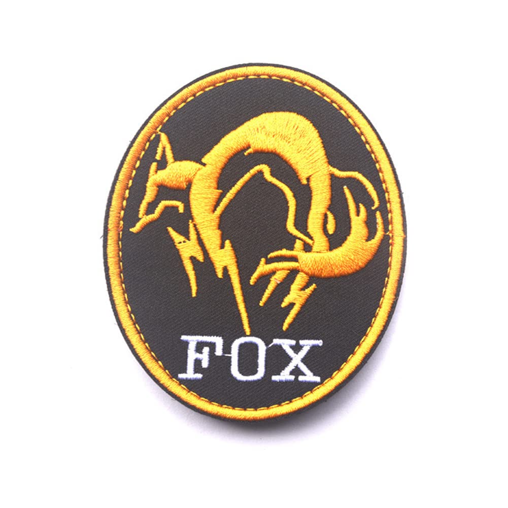 Metal Gear Solid MGS Fox Hound Embroidery Applique Top Morale Tactical Sew On Patch Military Emblem for Clothing Accessories Backpack Armband (Yellow)