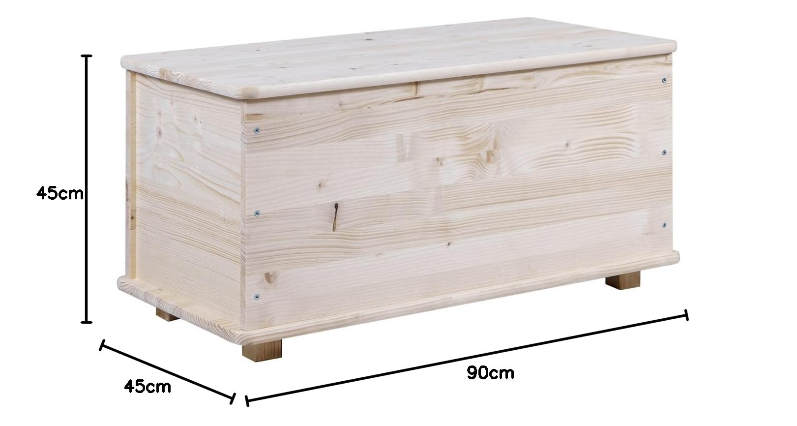 Arredo Stock Baule Contenitore portatutto in Legno (90x45x45 cm)