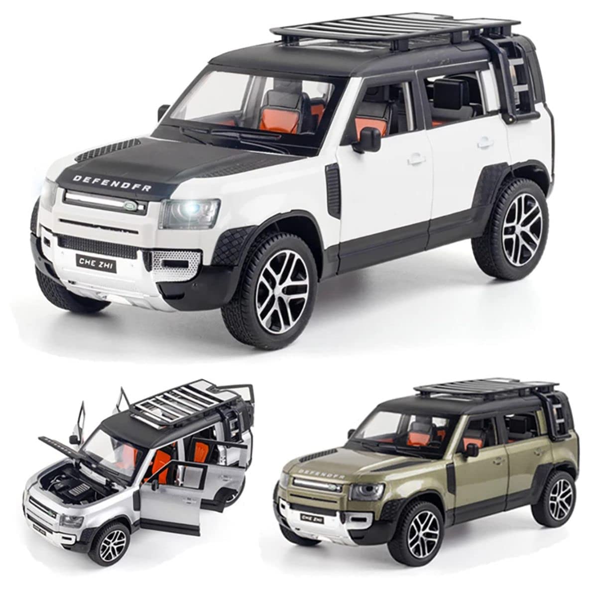 Exclusive Alloy Metal Pull Back Die-cast Car 1/24 Defender Diecast Metal Pullback Toy car with Openable Doors, Light Music Boys Gifts Toy【 Random Color 】