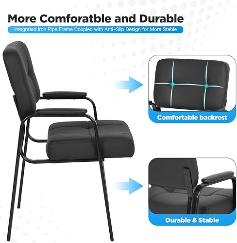 Miniatura 4 de FDW Silla de oficina para invitados, silla de recepción, sillas de sala de espera con reposabrazos acolchado, de piel sintética, para el hogar,