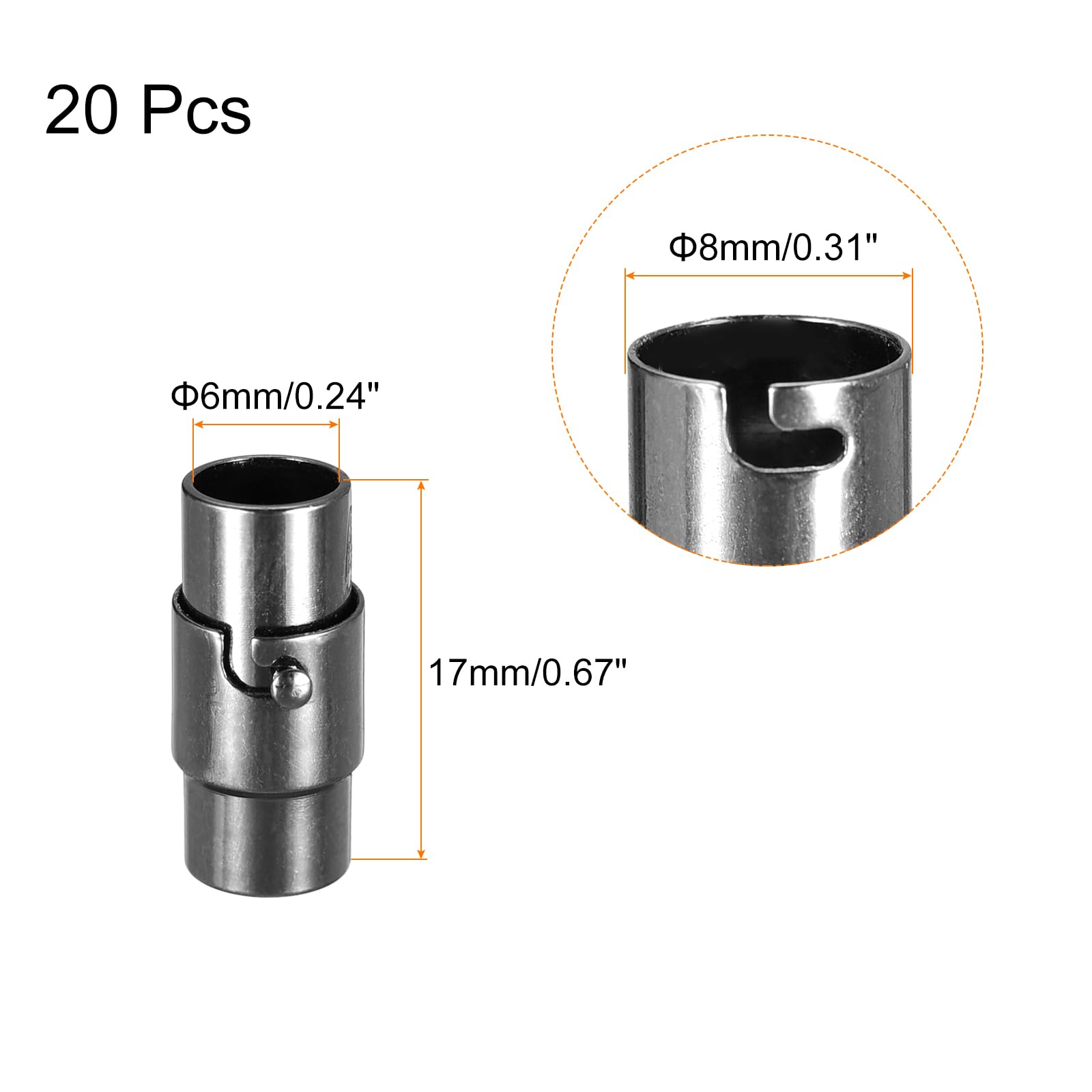 uxcell Leather Cord End Clasp, 20Pcs 6mm Hole Leather Clasps - Image 2