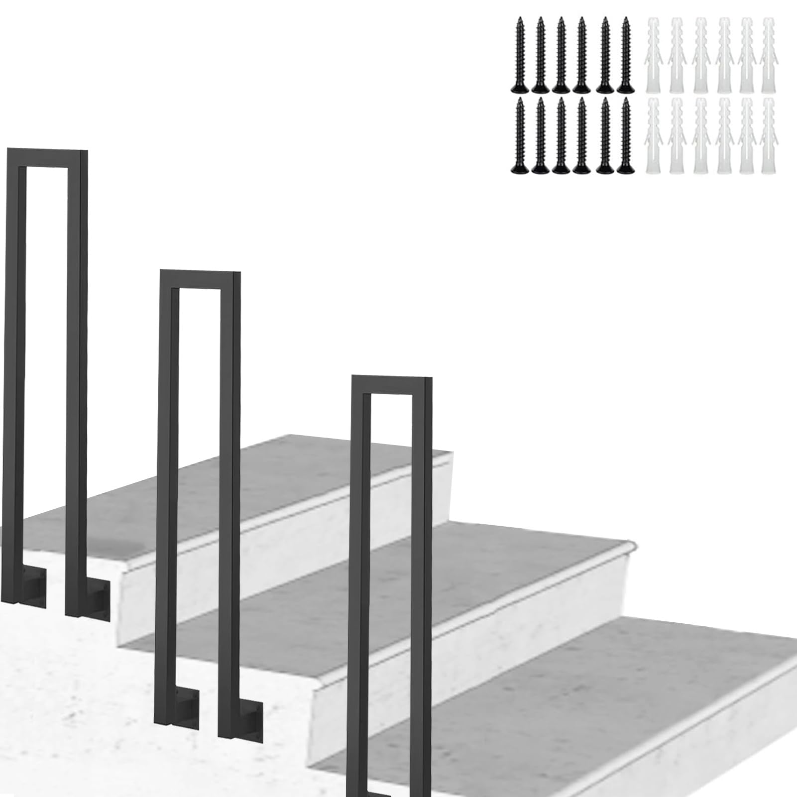 Rampe extérieure pour escaliers en béton ou en bois avec fixation latérale