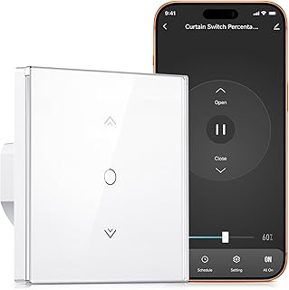 Wlan Rolladenschalter, Etersky Smart Rolladen Zeitschaltuhr mit Prozentfunktion, App Steuerbar und kompatibel mit Alexa/Google Home