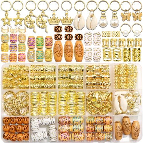 Accesorios para trenzas 177 piezas metal y madera miniatura 1