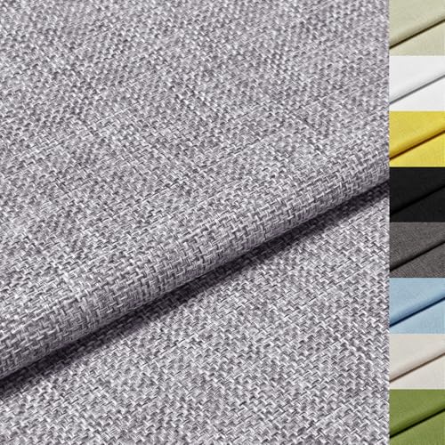 Hengrongshen Tela de Lino Gris Claro 250 x 148 cm, Tela Efecto Lino para Tapizar Sofás y Sillas, Tela de Lino por Metros para Cortinas, Cojines, Manualidades, Costura y Decoración del Hogar
