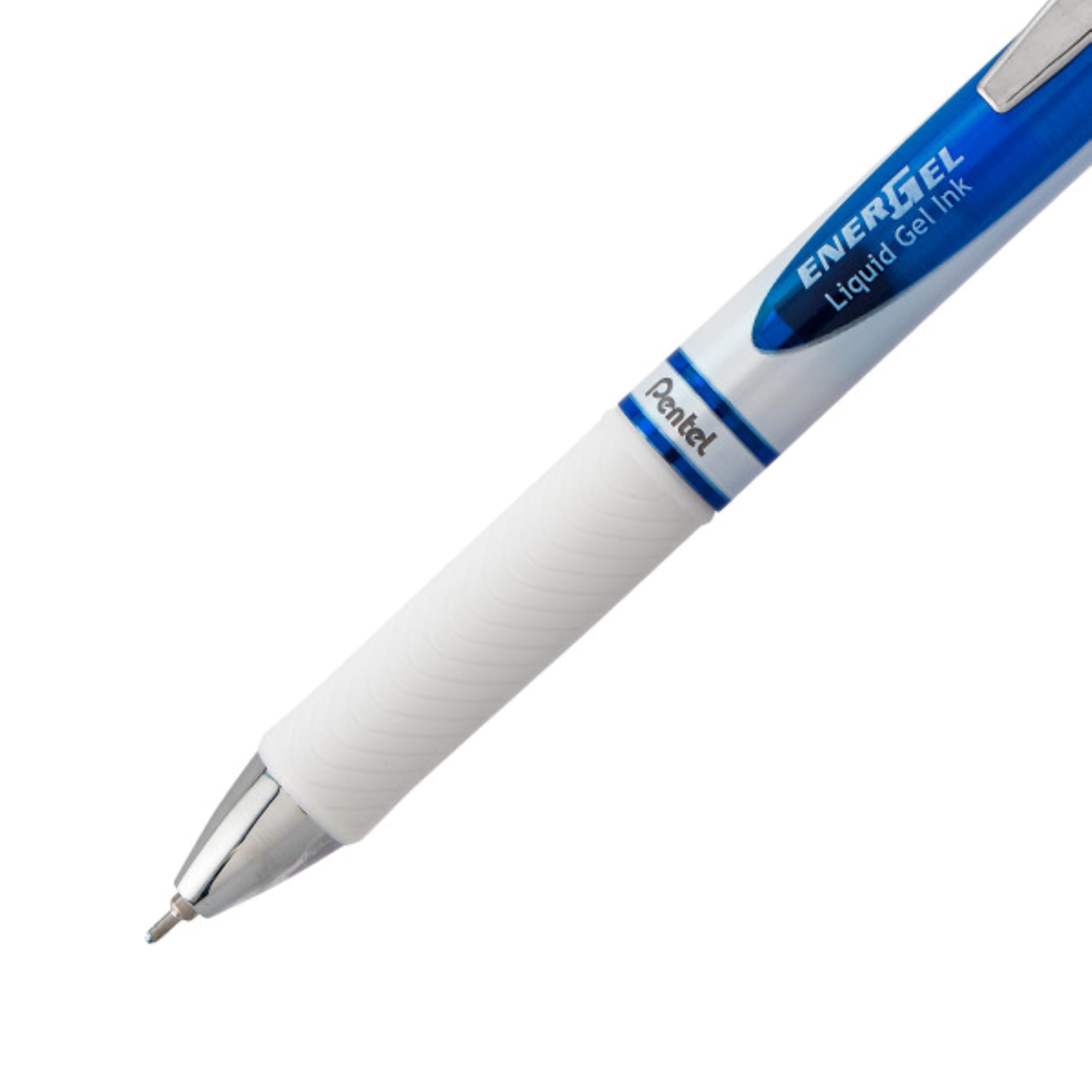 Pentel EnerGel PEARL Bolígrafo retráctil de gel líquido, línea media de 0.7 mm, punta de aguja, tinta azul, paquete de 12 cajas colgantes para ventana