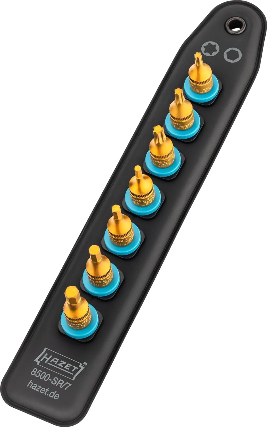 HAZET - SmartRail 1/4" 8500-SR/7 I Soporte de plástico para 7 vasos I magnético, antideslizante, fácil manejo I Accionamiento: cuadrado 6,3 mm (1/4 pulgada) I Fabricado en Alemania