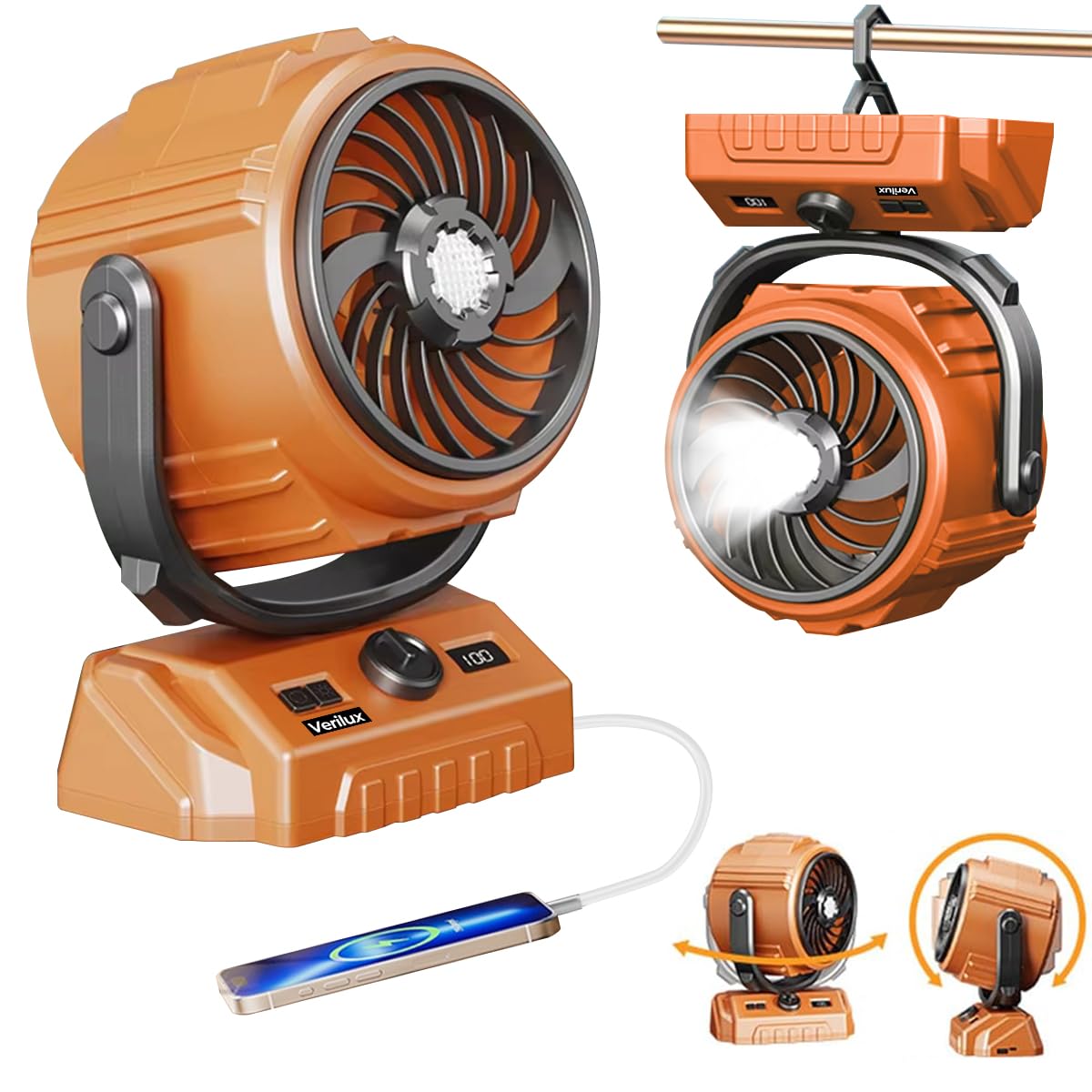 Verilux 3-in-1 Fan: Fan, Light & Power Bank -1 Verilux 3-in-1 Fan: Fan, Light & Power Bank -1