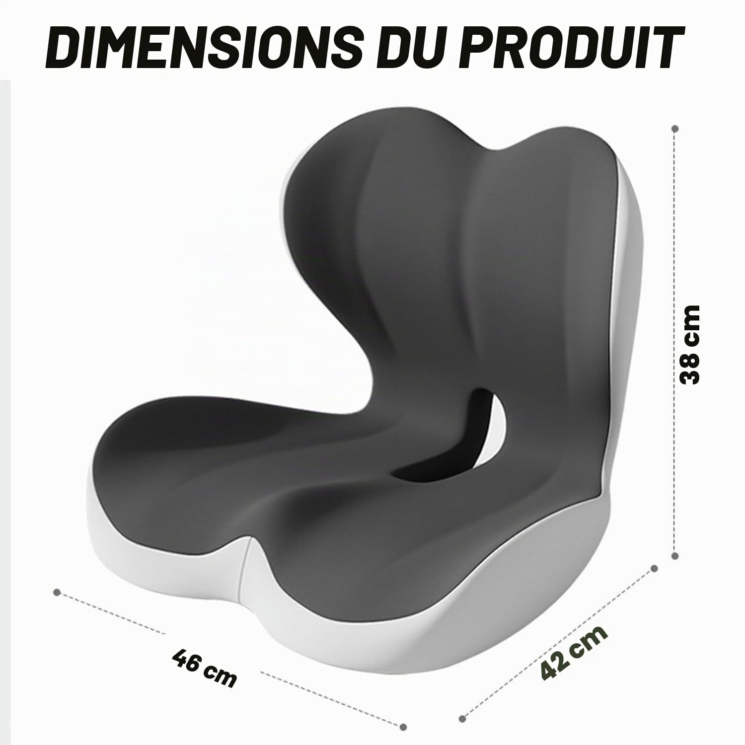 Coussin D'assise Orthopédique avec Soutien Lombaire,Coussin Ergonomique de Siège en Mousse Mémoire de Forme de L pour la Maison,la Voiture,Les Fauteuils Roulants et Les (Gris)