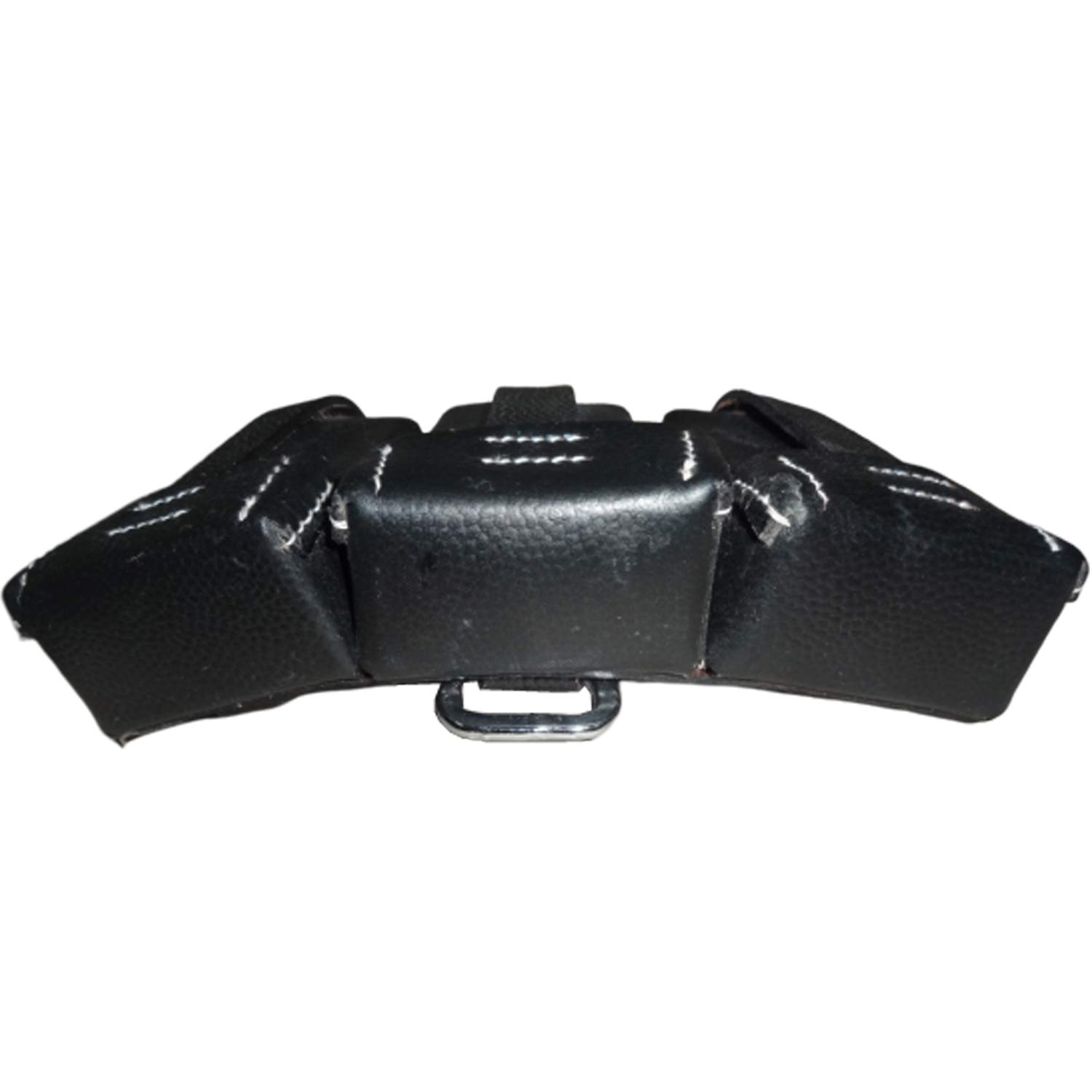 Warreplica WWII German K98 Mauser Rifle 8mm Ammo Leather Belt Pouch Carrier - WWII German K98 Triple Ammo Pebble Leather Pouch Black - Authentic Military Style, Durable & Functional