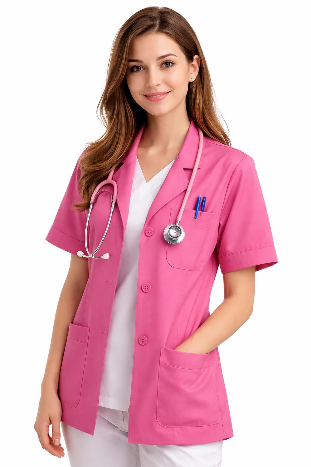 fashtastic Unisex Pink HalfSleeve Lab Coat-picture-26