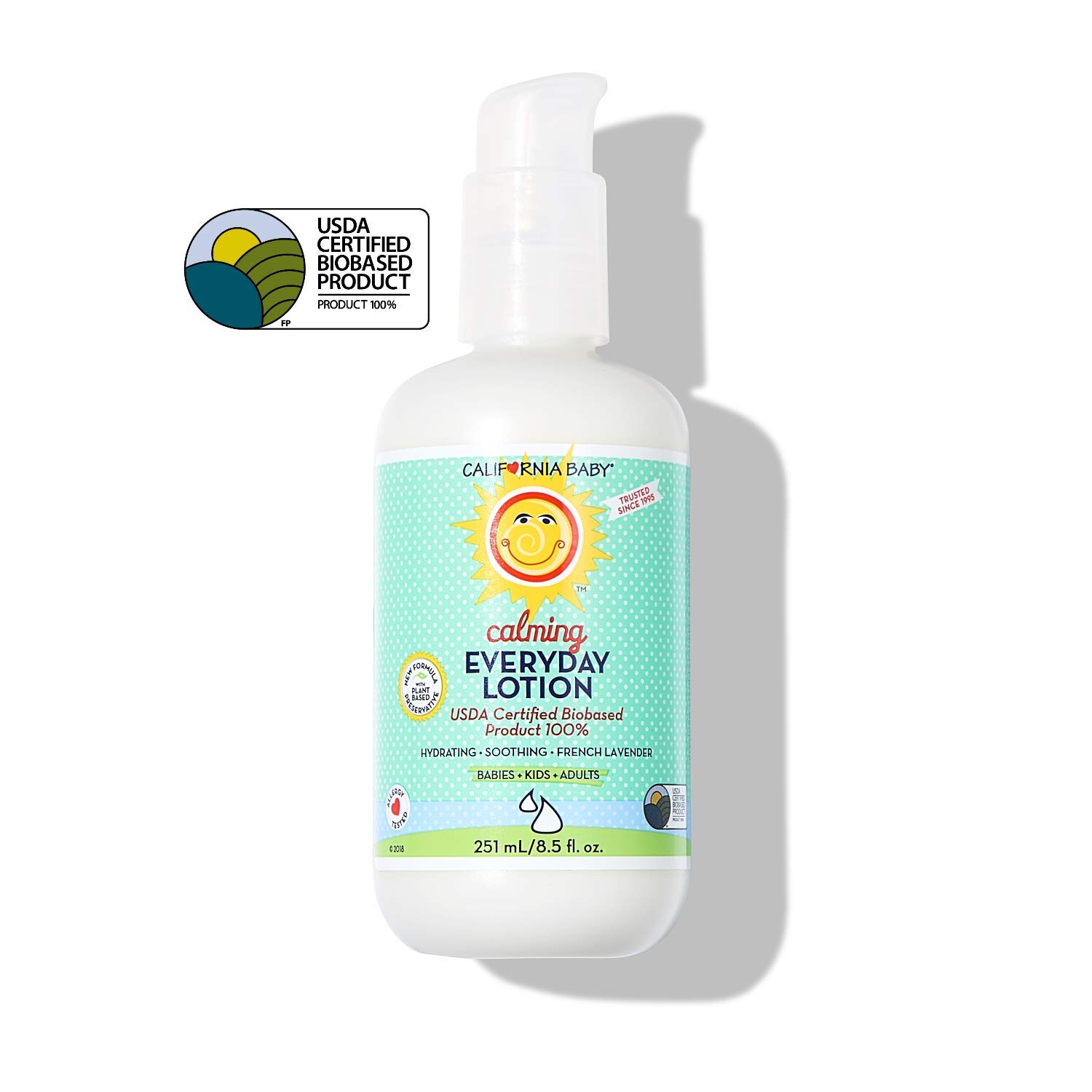 California Baby Calming Everyday Lotion (8.5 oz.) Moisturizer for Dry, Sensitive Skin | Post Bath and Diaper Changing | Non-Greasy, Fast-Absorbing Formula