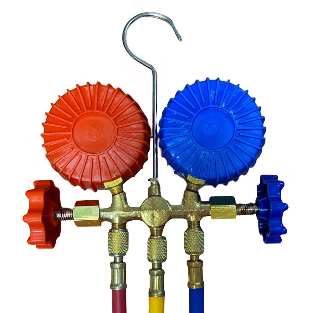 Todoelectrico Juego Manómetros más llave de paso para Gasica carga Gas R410,R404, R32 800PSI 55 BAR para aire acondicionado