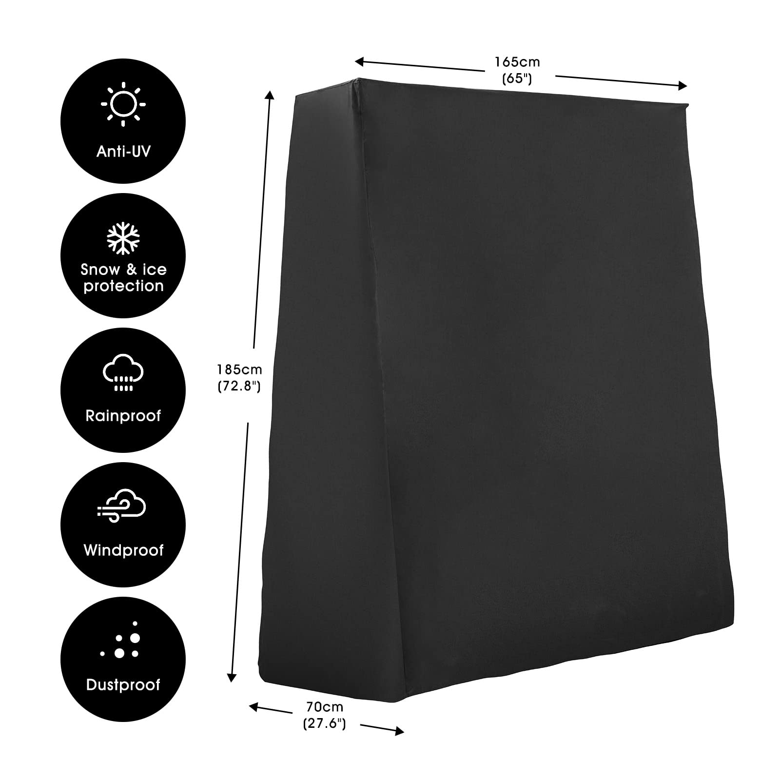 Tischtennis Abdeckung,GUANJUNE Wasserdichte Tischtennis Abdeckung für Outdoor und Indoor,Anti-UV & Winddicht (165×70×185cm)