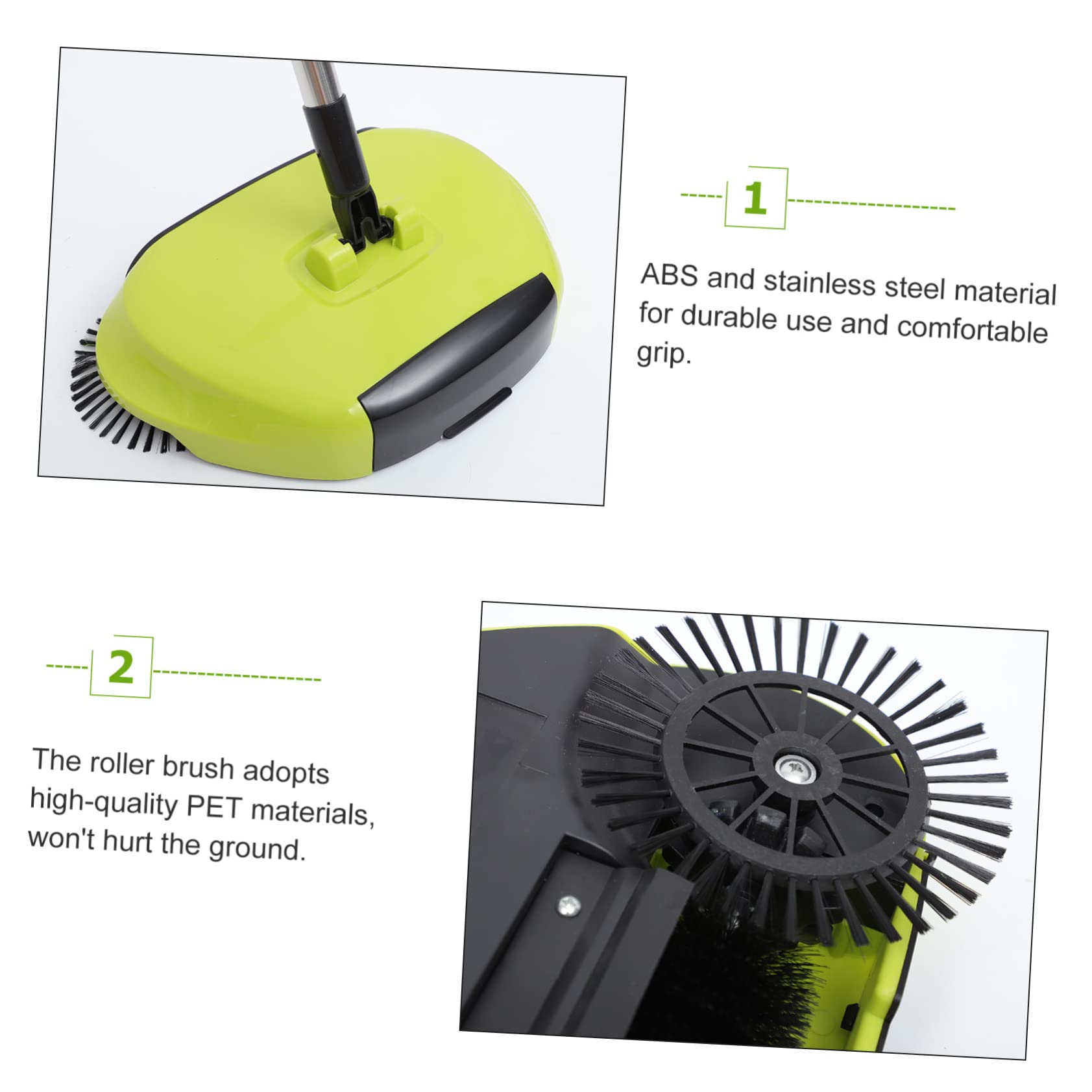 Scopa Con Paletta Scopa A Mano Setole Naturali Set Spazzatrice Lamiera - Foto 7