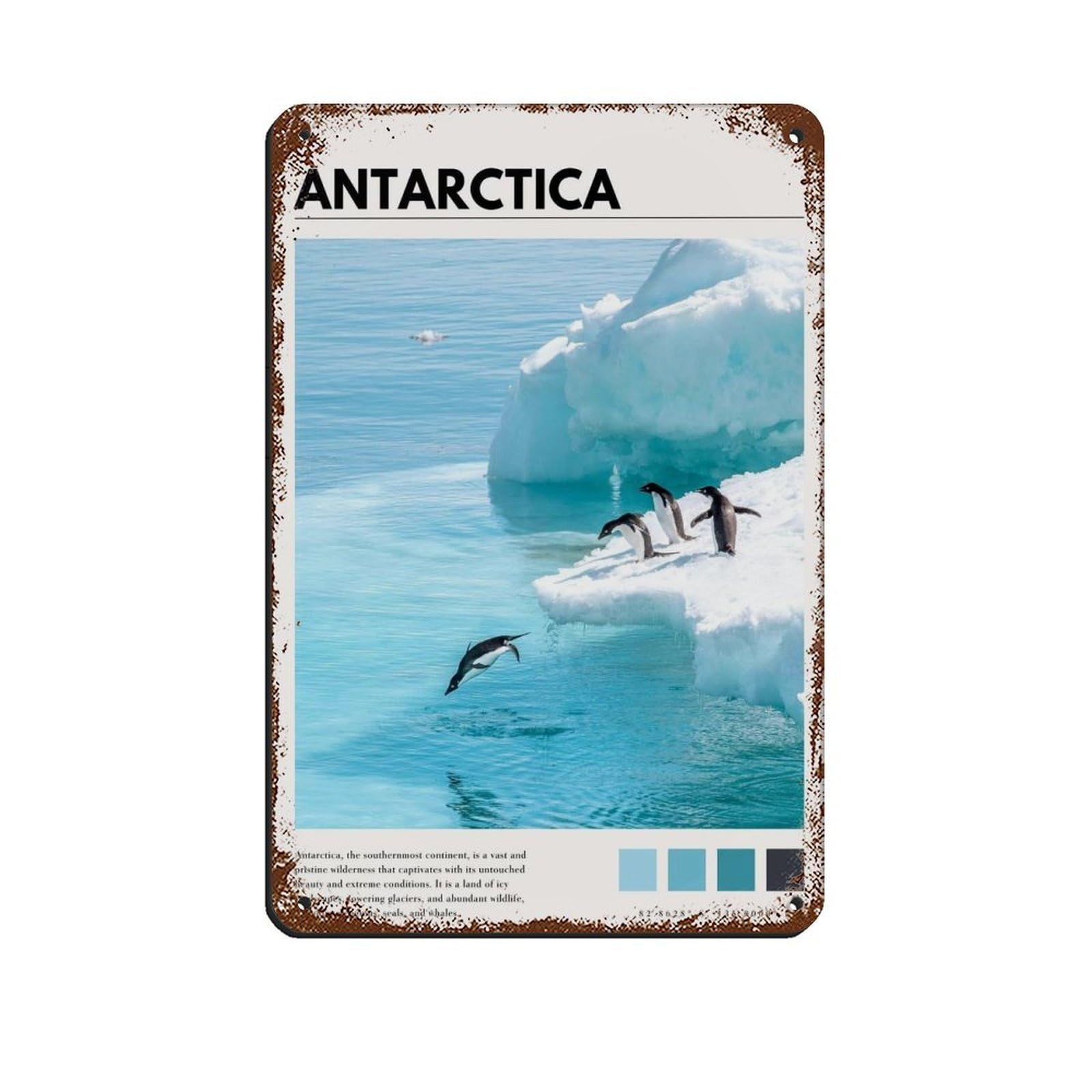 Antarctica Poster Antarctica Photography Art Tin Sign Vintage Metal Pub Club Cafe Bar Home Wall Art Decoration Poster Retro 8x12inch(20x30cm)