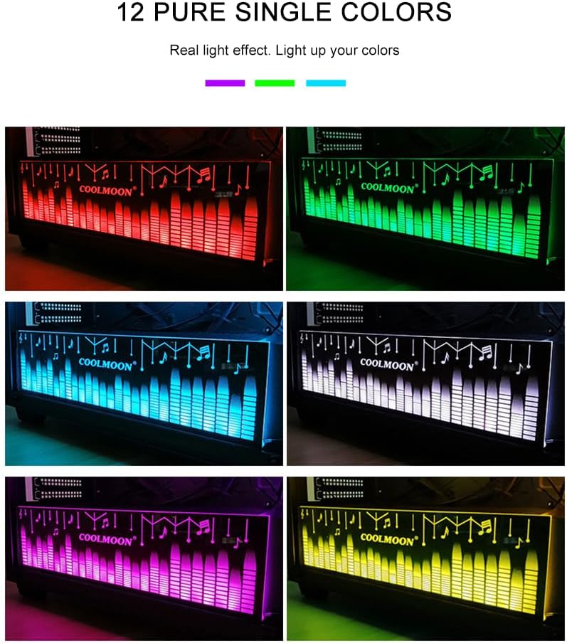 Universal RGB Light Board Power Warehouse Decoration Chassis Light Board Chassis Lighting Side Panel for Computer Cases with Remote Control Small 4Pin (Musical)