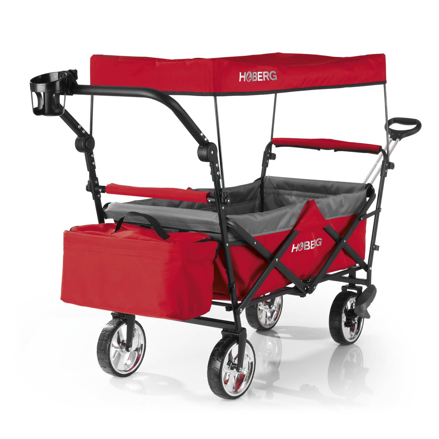 HOBERG Foldable handcart with roof, can be used as a garden trolley, hand cart and transport trolley, foldable - ideal for beach and as a garden cart, the folding handcart for hobby and leisure