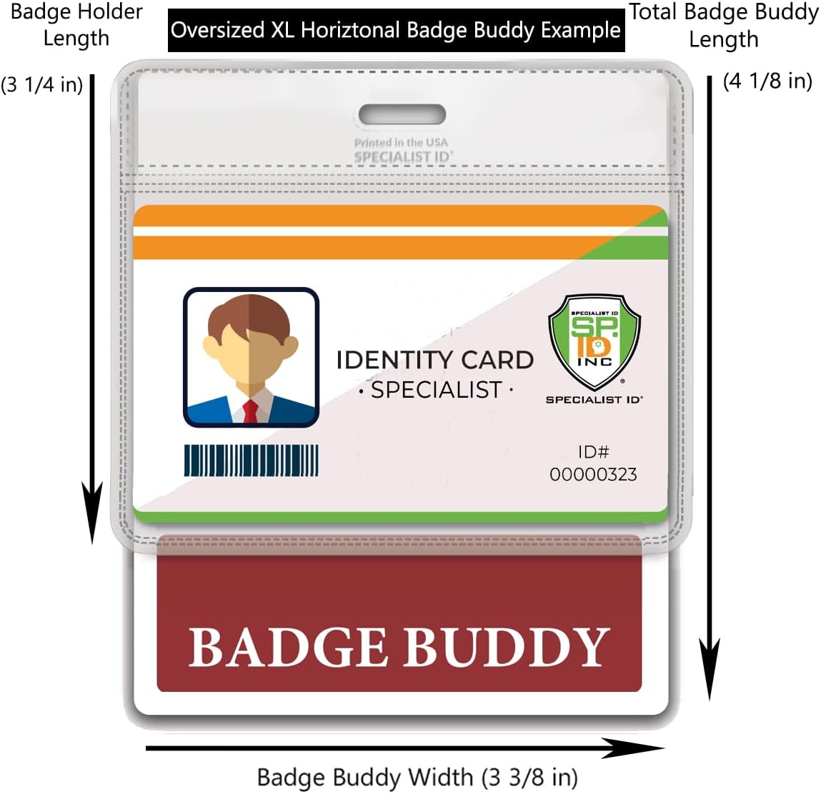Bulk 20 Pack - Oversized Custom Badge Buddy Horizontal - Extra Large Badge Buddies Role I’D Backer Card for Nurses - 3 3/8 X 4 1/8 - Wear with I’D Holder - USA Printed by Specialist ID (Maroon)