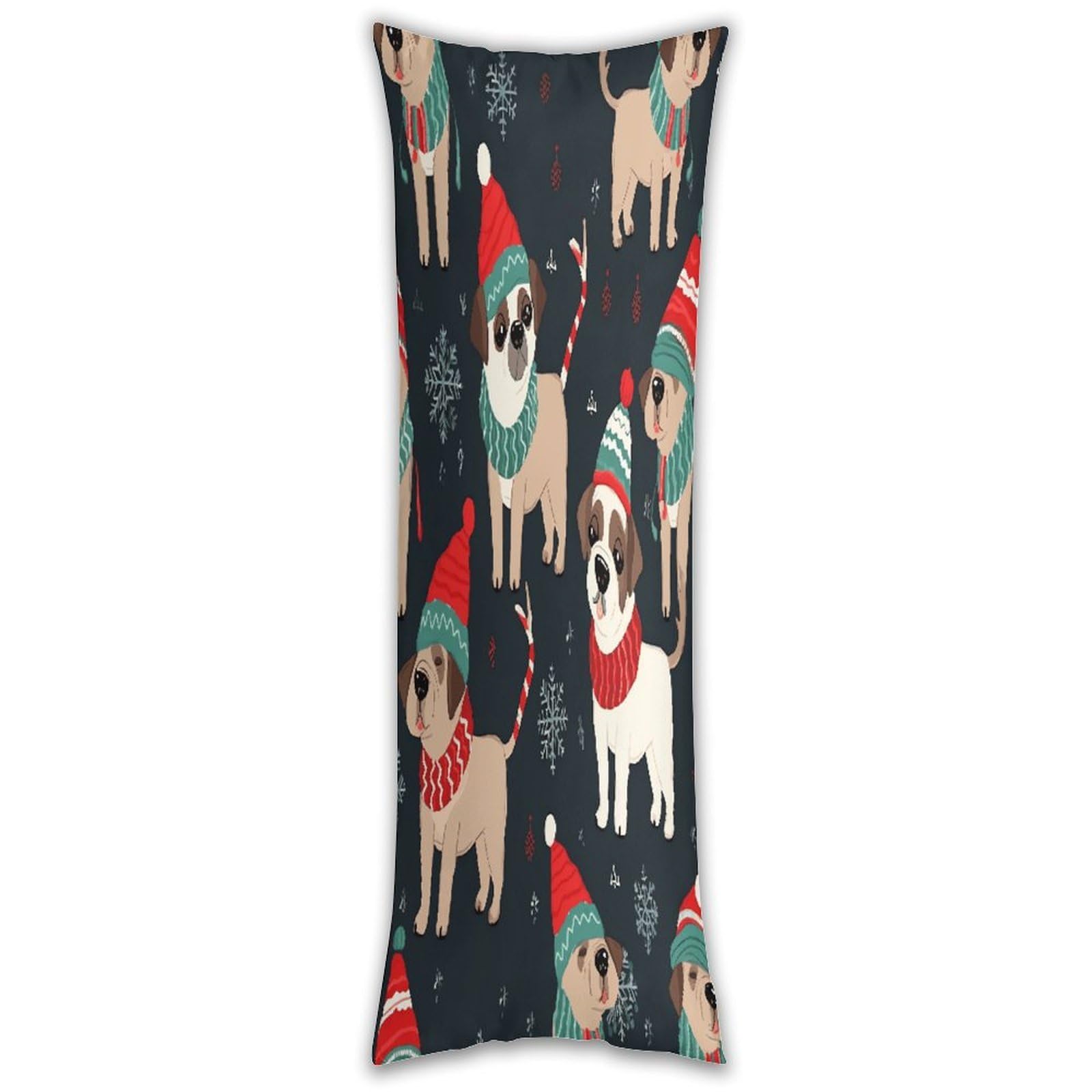 Merry Christmas Dog Long Pillow Case with Zipper Ultra Soft Microfiber Long Pillow Cover Breathable Body Pillow Protector Soft Wrinkle Pillowcase for Bed Sofa Bedroom 53 X 19 in