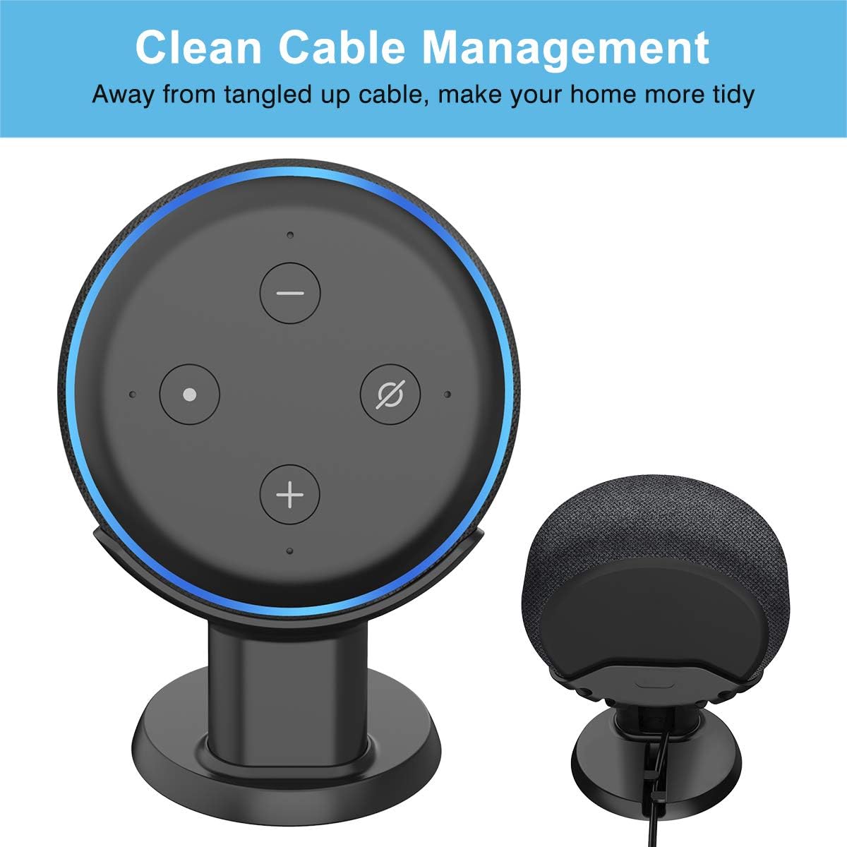 SPORTLINK Table Holder for Echo 3rd Gen Improves Sound Audibility and Appearance - A Must Have Accessories (black-2pack)