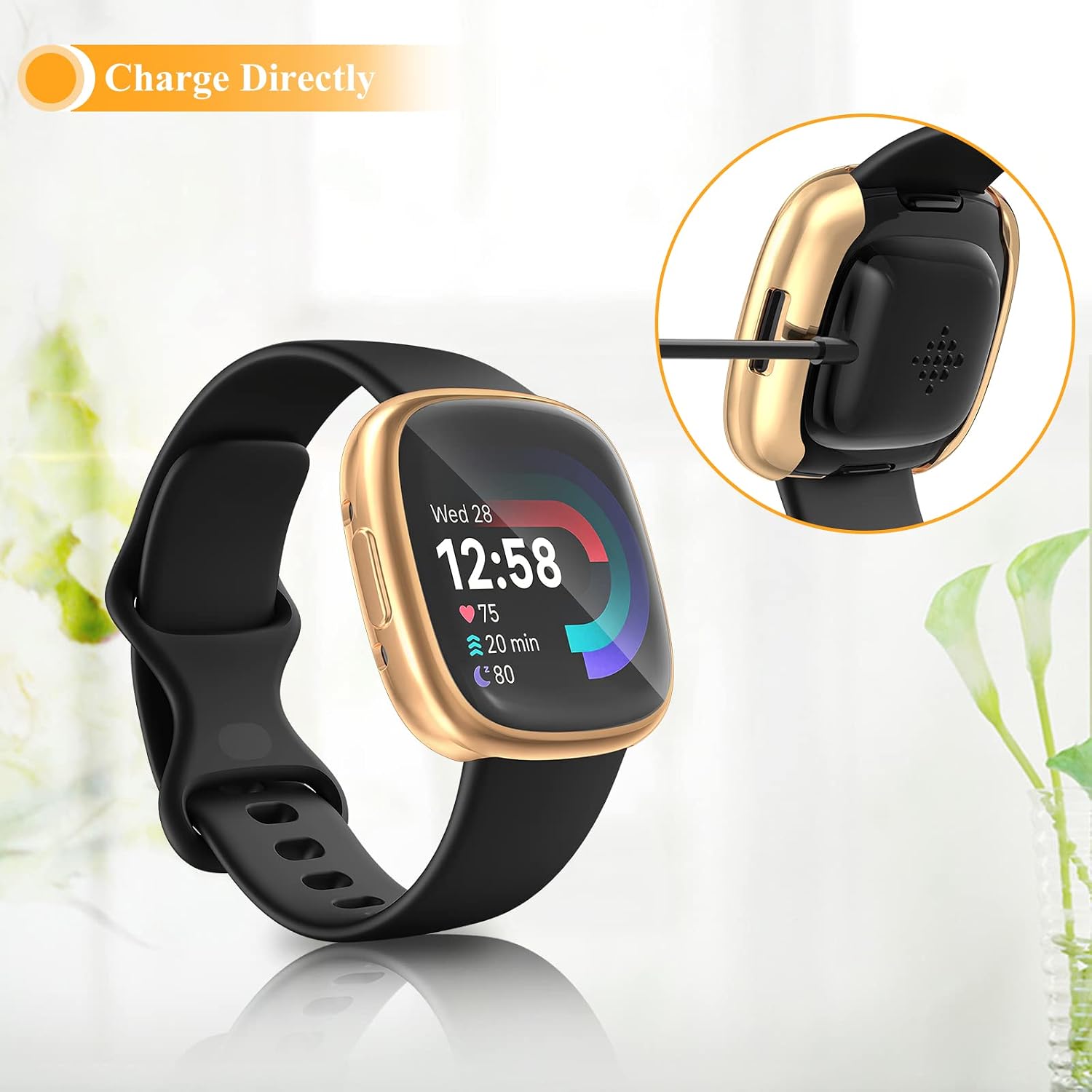 [6-Pack] RICHONE Compatible with Fitbit Versa 4 & Sense 2 Screen Protector Case, All-Around Protective Cover Soft TPU Bumper Frame Smartwatch Accessories (6 Colors, Versa 4)