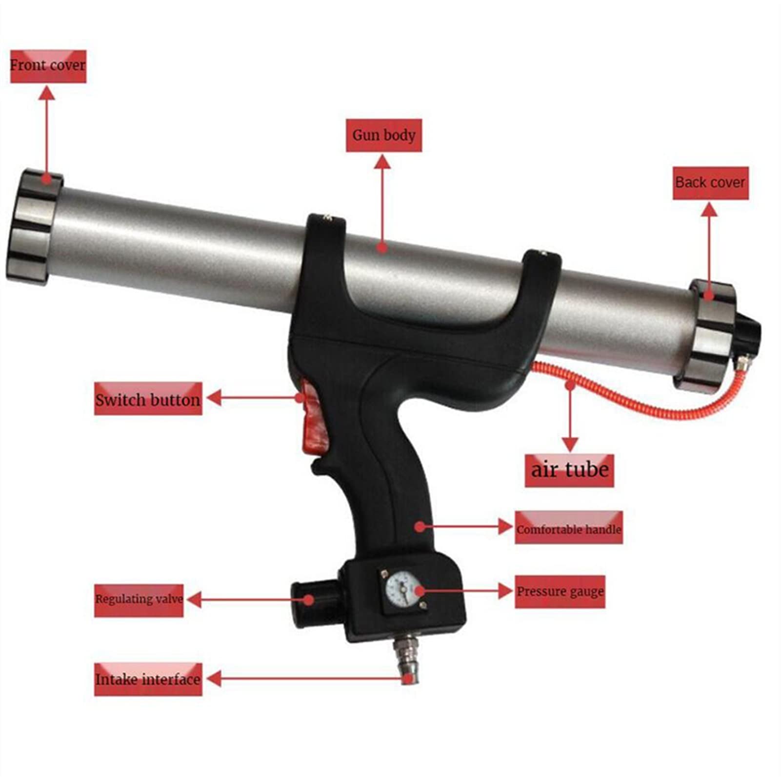 Air Brush Pistolet Uszczelniający Pneumatyczny Pistolet Uszczelniający Pneumatyczny Pistolet Do Uszczelniania Szkła Pistolet Silikonowy Narzędzie Do Uszczelniania Konstrukcji 600Ml