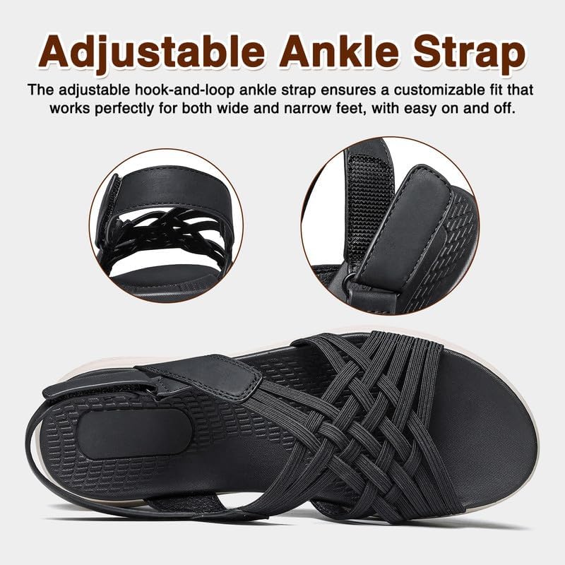 ziitop Women's Sandals Women Footwear Ladies Summer Sandals with Arch Support Comfortable Walking Beach shoes Flat Wedge for Dressy Vacation Travel Office Party Shopping Dating Nursing Water Sports image 5
