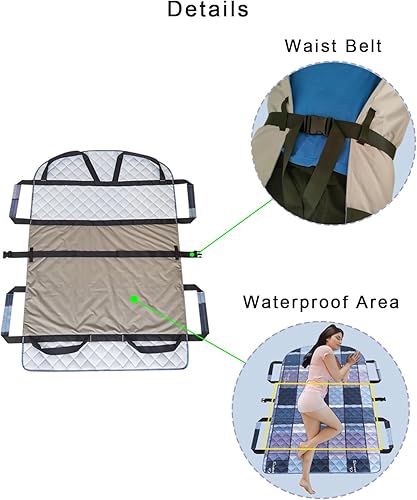 Miniatura 5 de Almohadilla de cama de posicionamiento con asas, carcasa 100% algodón sábanas deslizantes transpirables para pacientes para prevenir llagas de cama