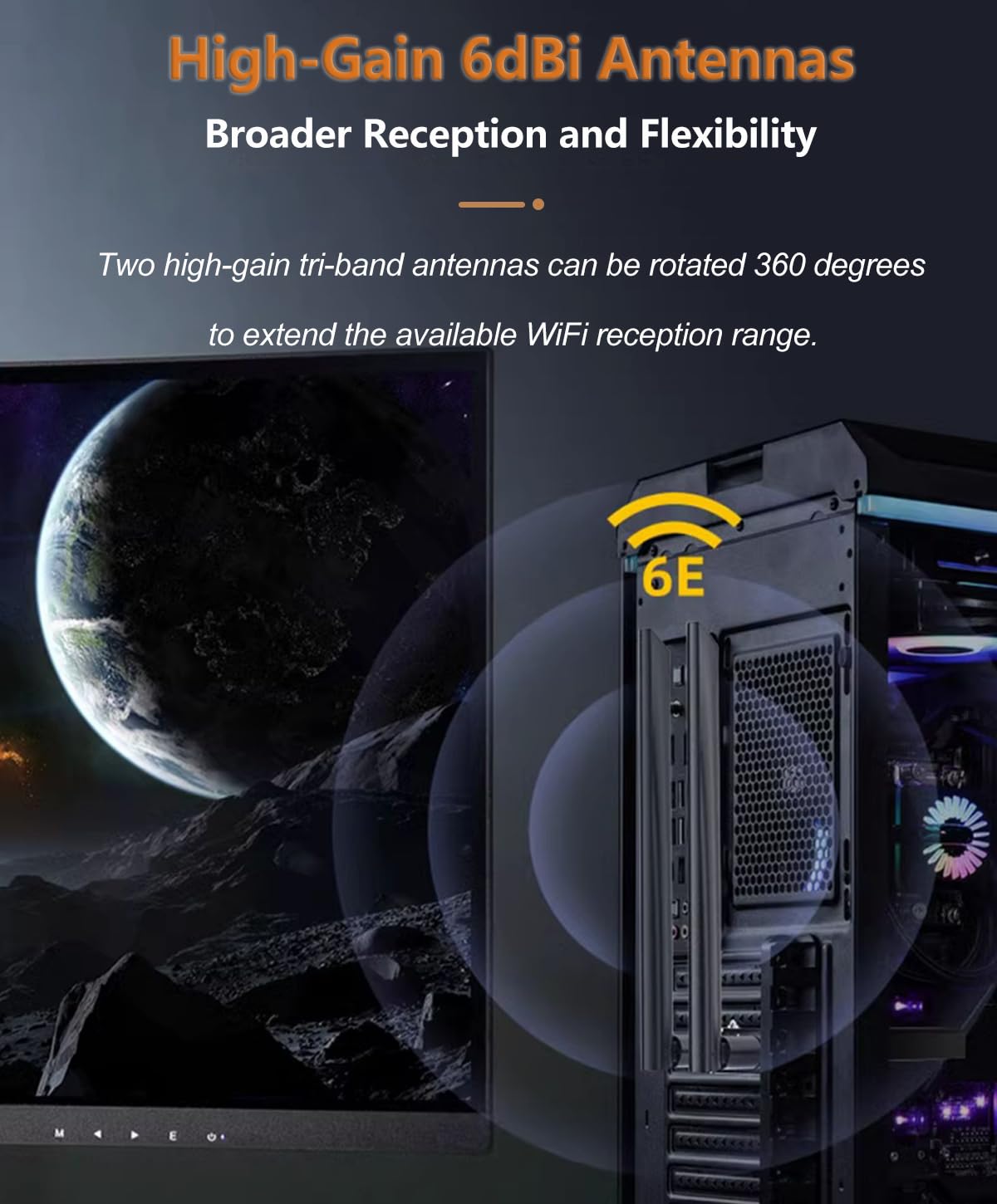 Scheda WiFi 6E Intel AX210 PCIe - 5400Mbps Tri-Banda 6G/5G/2.4G (160MHz), Bluetooth 5.3, PCIe Adattatore Wireless a Bassa Latenza con Bracket Low Profile per Gaming, Solo per Windows 11/10 (64 bit)