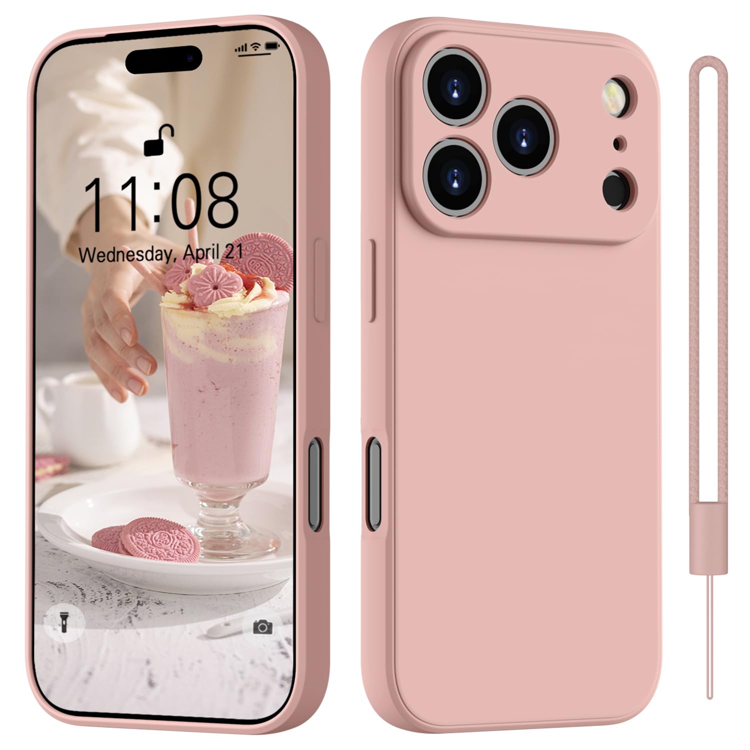 HGH für iPhone 17 Pro Max Hülle Silikon mit Lanyard, Handyhülle für iPhone 17 Pro Max Dünn Rundumschutz mit Microfiber-Innenfutter Kratzfest Schutzhülle Case 6.9