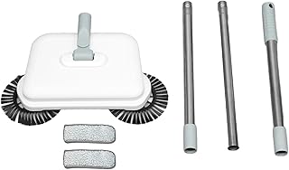 Multi Purpose Hand Push Sweeper, Manual Floor Cleaner with Microfiber Mop and Dual Brush Head, Cordless Sweeping Mopping Machine for Hardwood Tile Floors in Home Kitchen