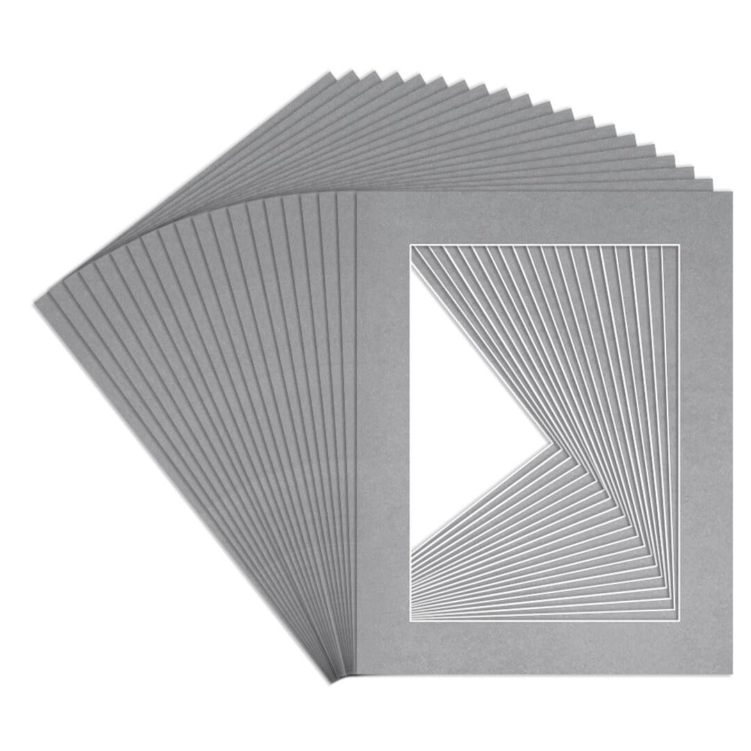 Procut Global 9x7" Silver Picture Mounts to Fit 7x5" Aperture - Precision Cut Cardboard Photo Mount - Ideal for Frames, Prints, Artwork & Certificates - Sizes & Colours Available - 20 Pack — image 1