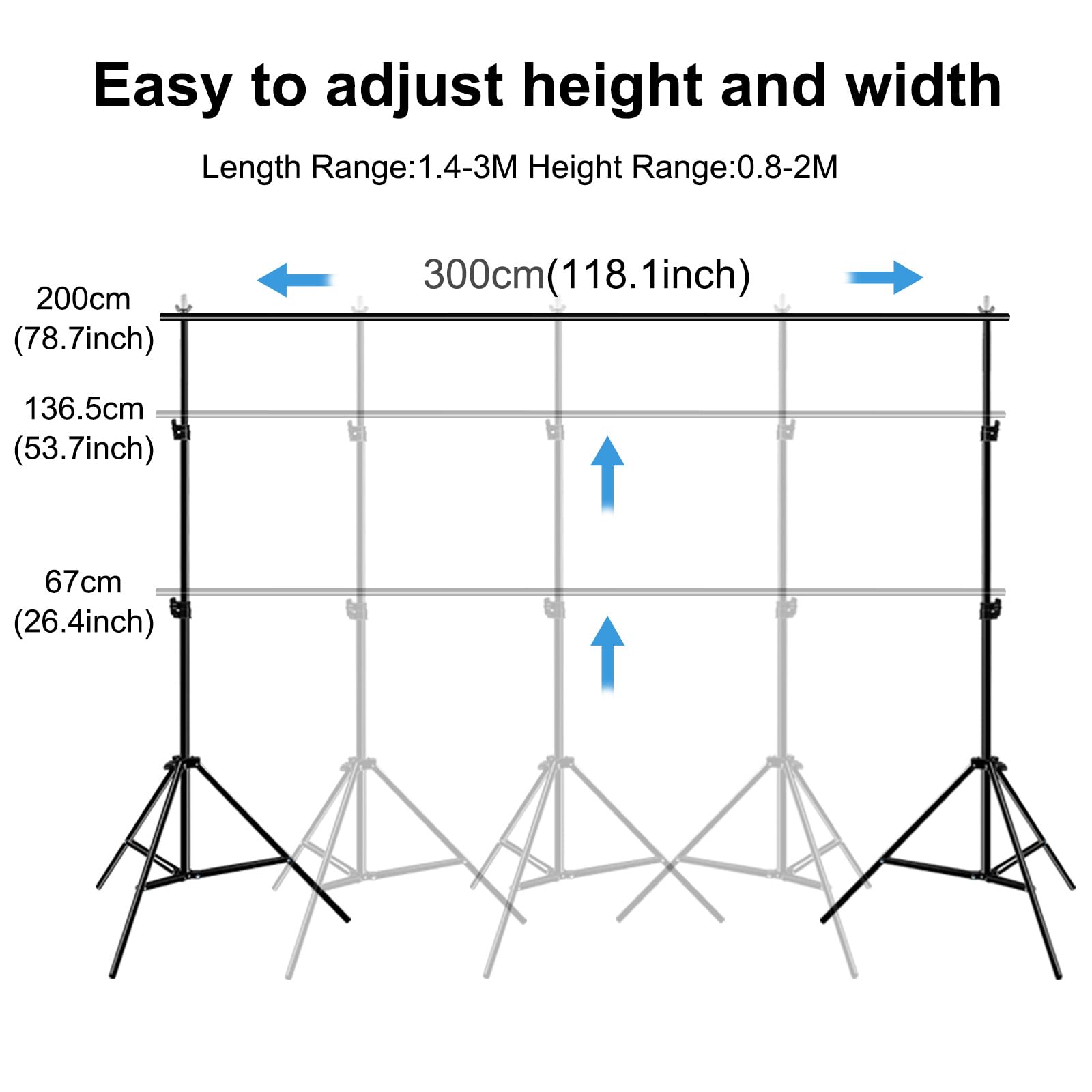 PULUZ Kit de support de toile de fond réglable avec sac de transport pour studio photo, fêtes, mariages et événements 2 x 3 m