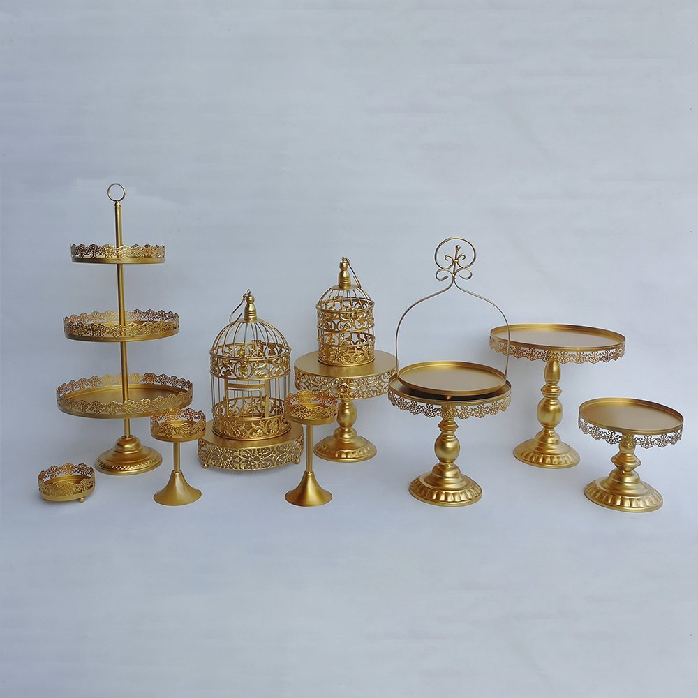 TOPQSC Cake Stand of 12, wedding decoration,Gold Wedding Dessert Tray Cupcake Pan Party Supply (Set of 12 cake stand)