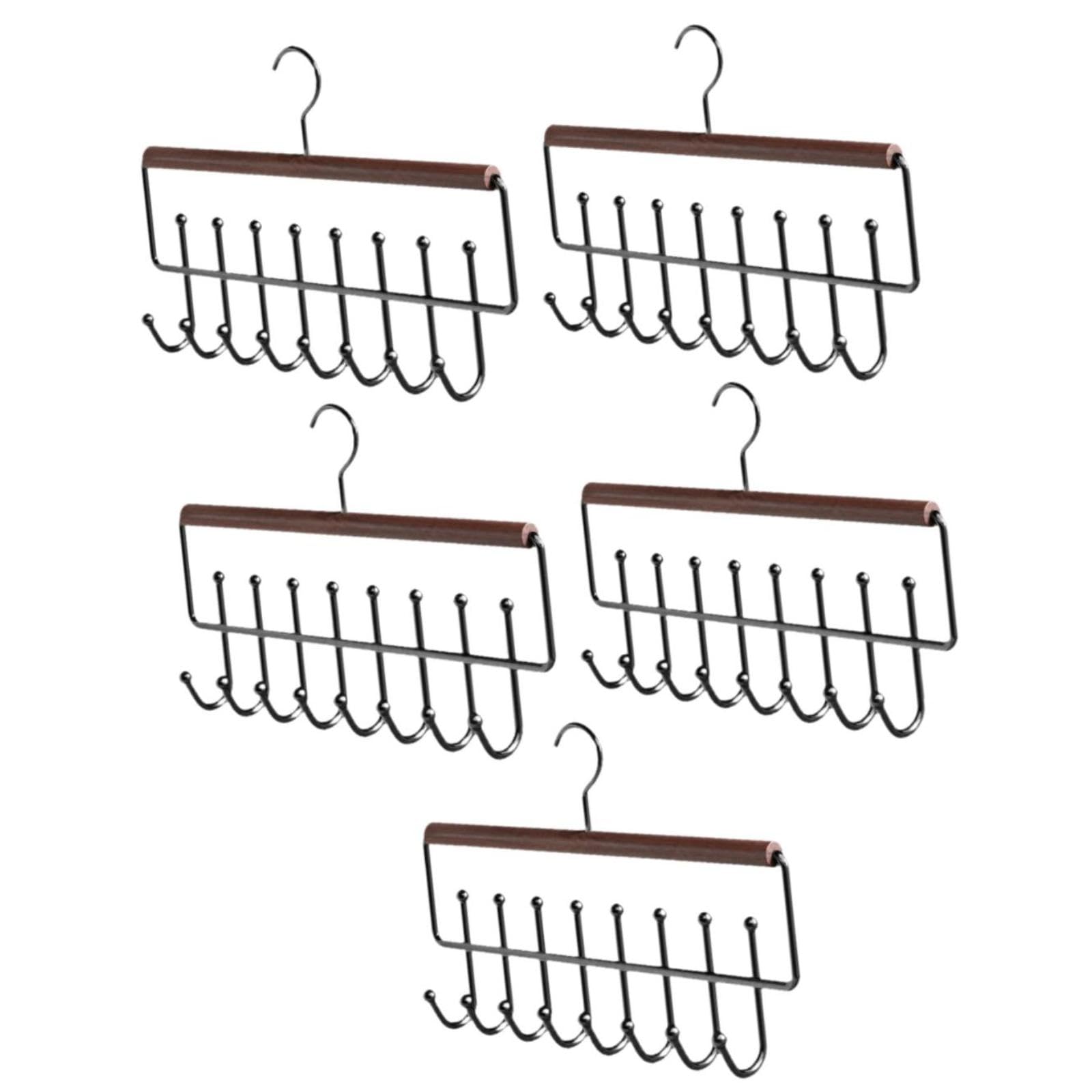 Organizador Metálico para Cinturones Y Corbatas (5 Piezas), Ideal para Armarios, Habitaciones de Estudiantes O Dormitorios Universitarios, Negro, Individual