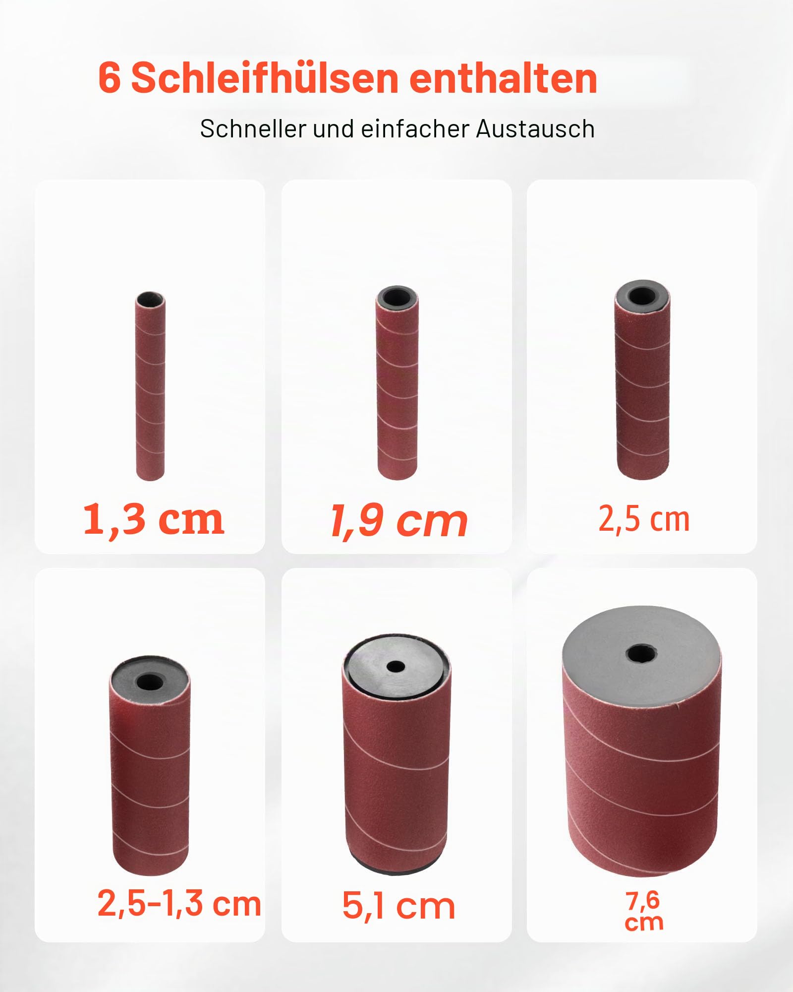 VEVOR Oszillierender Spindelschleifer, 2000 U/min Spindelschleifmaschine mit 6 Hülsen (12,7–76,2 mm), 16 mm Hub & 397x295 mm Gusseisentisch für Möbelveredelung, Kunsthandwerk & Holzbearbeitung