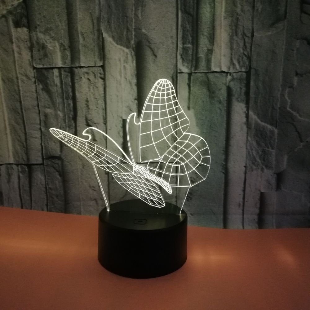 Creativo 3D Lampada Notte Farfalla 16 Colori Con Telecomando E USB, Effetto Ottico