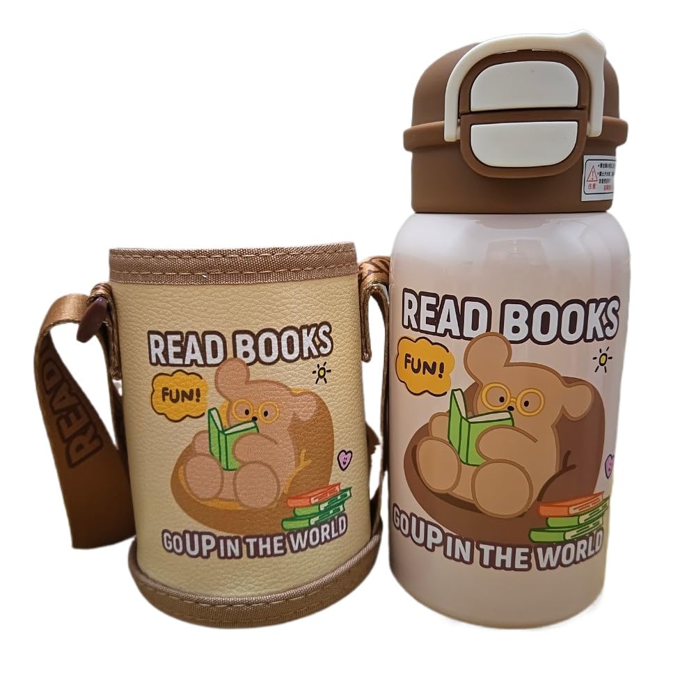 Cartoon Design 316 Stainless Steel Water Bottle Hot and Cold Drink Cup Reusable Travel Mug with Cover and