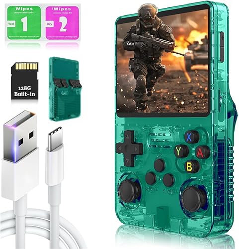 Miniatura 1 de R36S - Consola de juegos portátil de 128G, sistema Linux de pantalla IPS de 3.5 pulgadas, emulador de consola de juegos de mano retro de 3500 mAh,