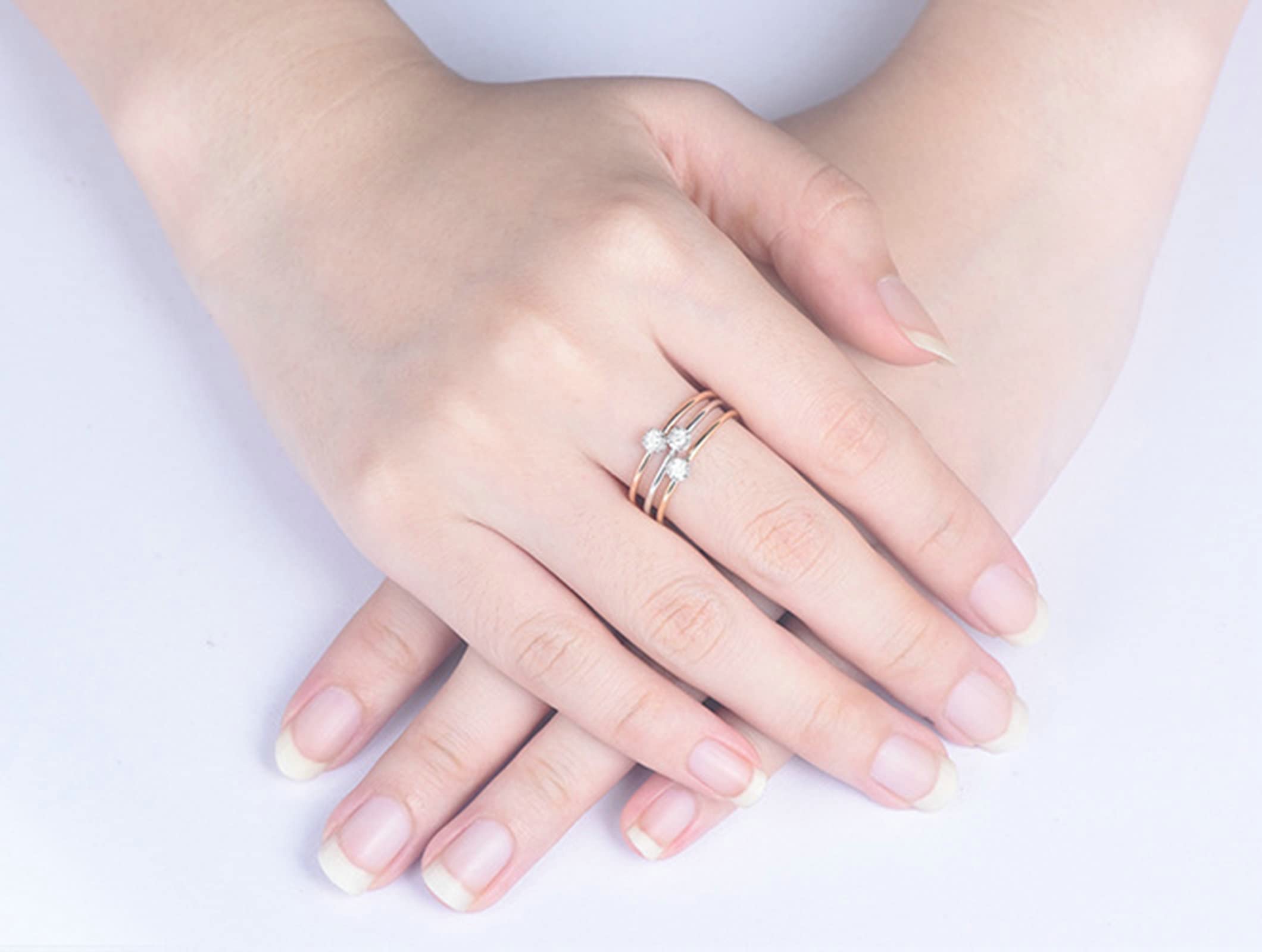 KnSam Mujer Anillo, Estilo Clásico 18 K Oro Amarillo Diamante Anillo De Bodas Oro