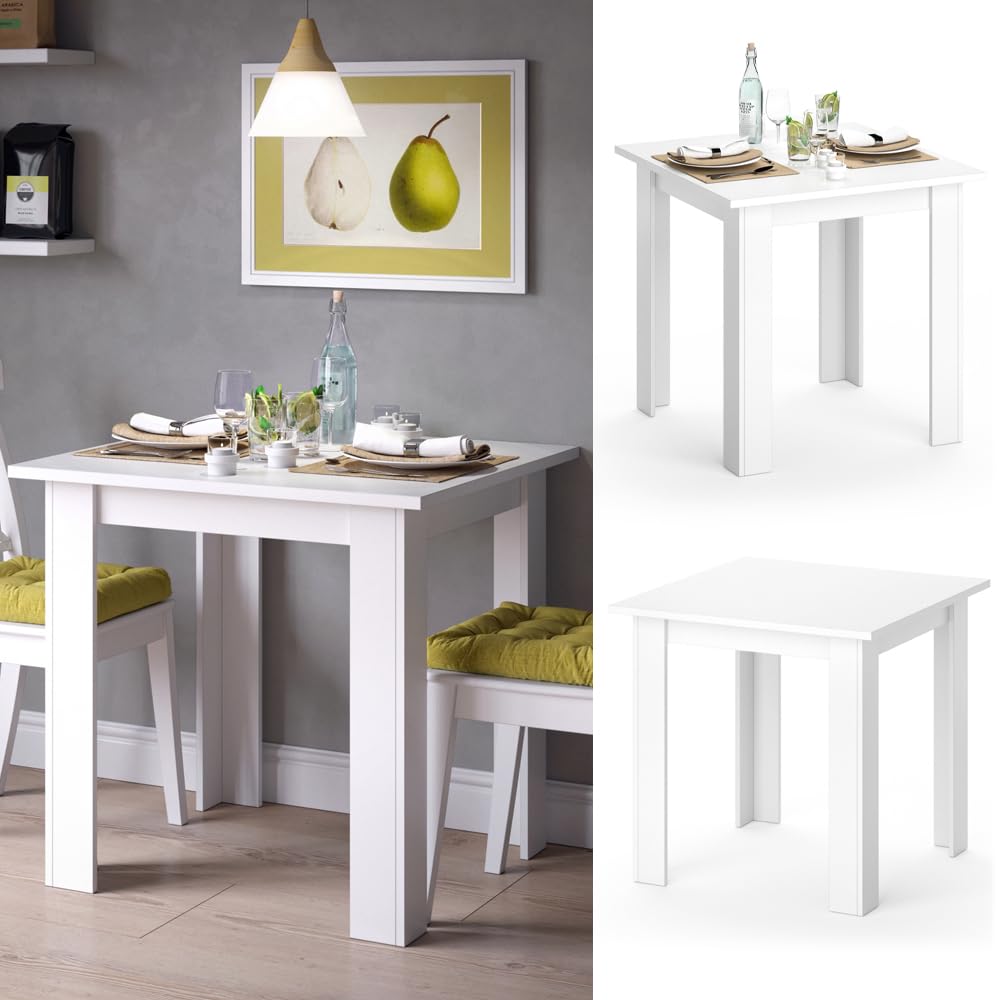 Vicco Mesa de Comedor Karlos, Blanco, 80 x 80 cm | apto para 2–4 personas para uso en el comedor