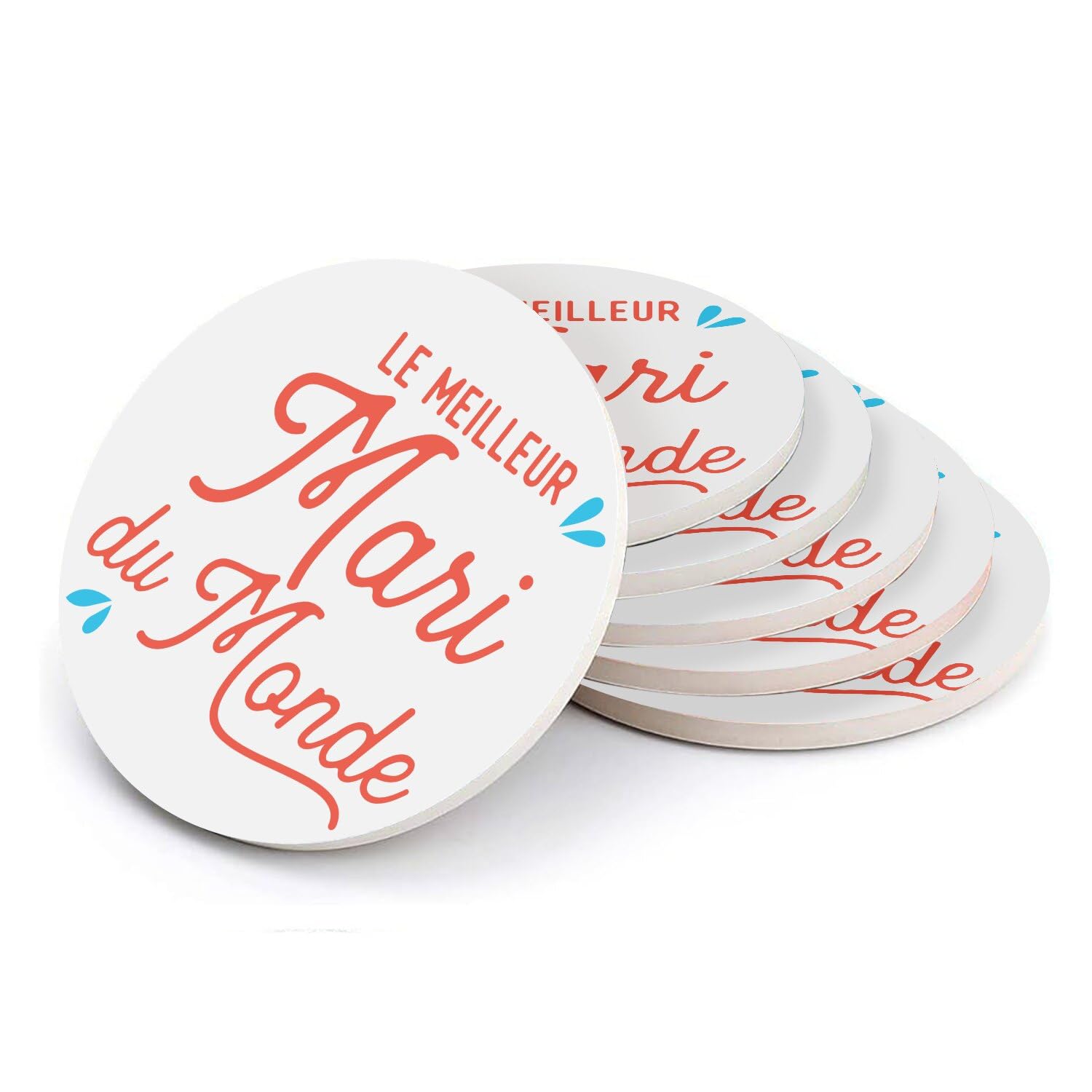 Sous-verre ronds en céramique 108mm lot de 6, dessous de verre pour table basse