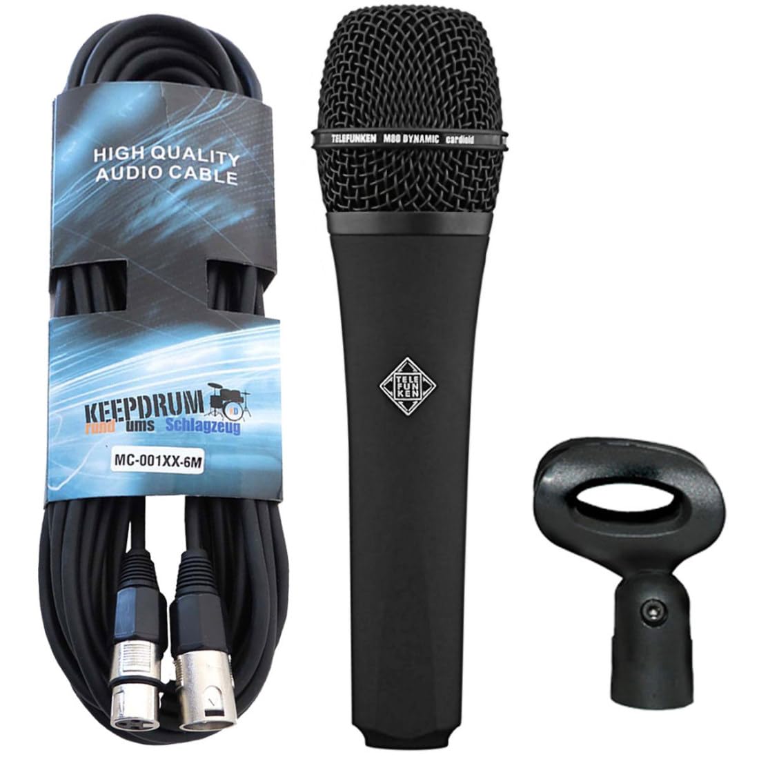 Telefunken M80 Black dynamisches Mikrofon + keepdrum XLR-Kabel