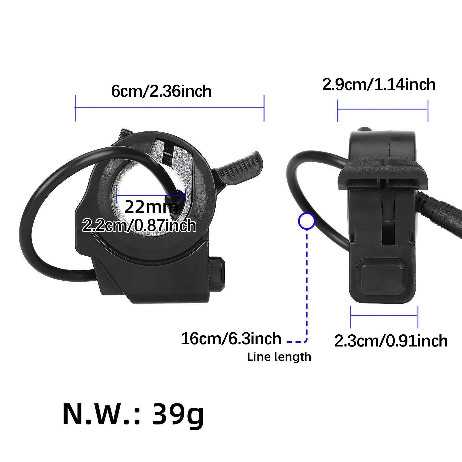 Homyl Accélérateur de Scooter électrique, Poignée d'accélérateur à Pouce, 4 Broches, Robuste et Verrouillable, Remplacement pour Scooters de Vélo Electrique pour Gachette Trottinette Electrique
