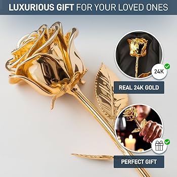 24Kゴールドローズ Amazon.com: Forever Rose 24K Gold Dipped Real Rose – Handmade