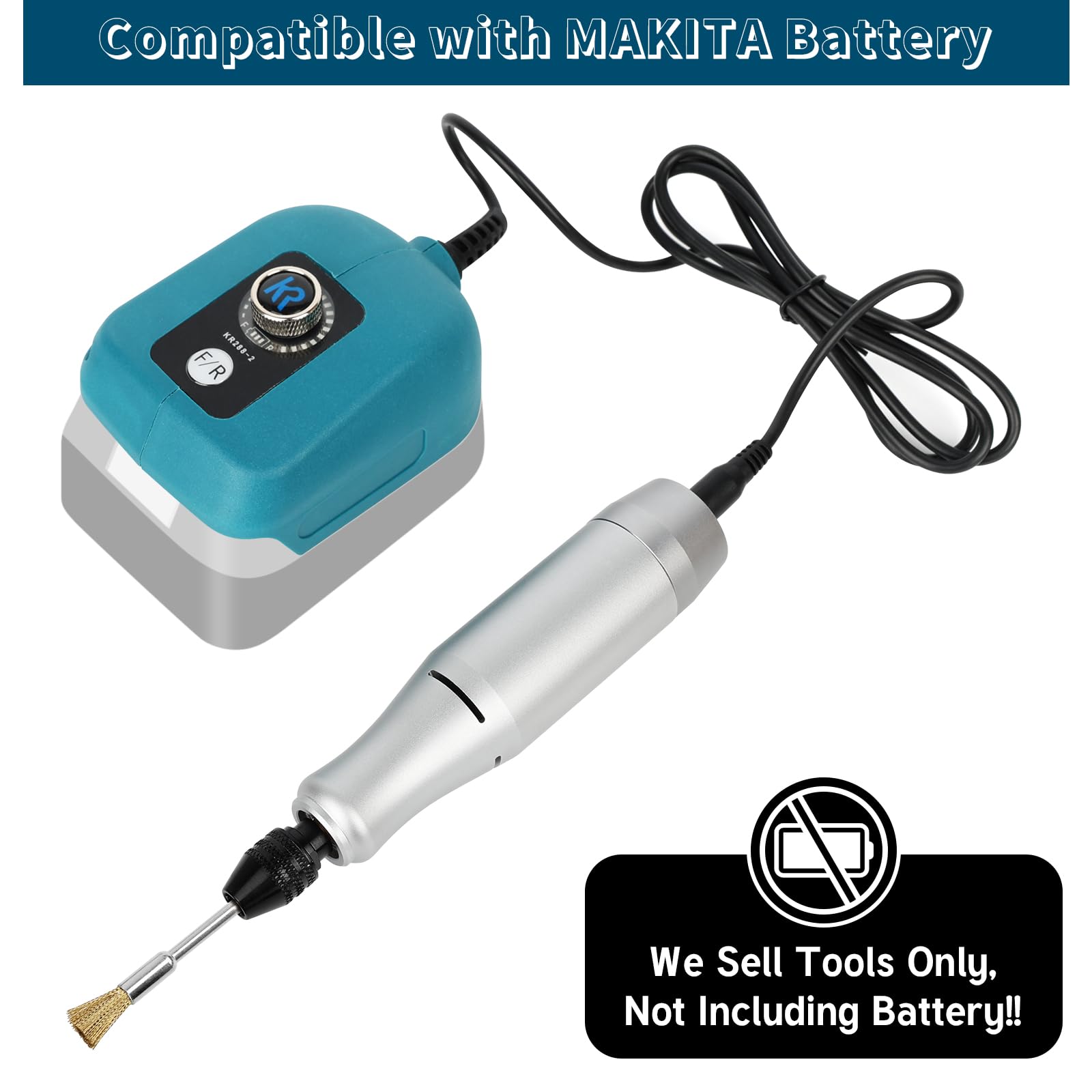 Strumento Multifunzione a Batteria Compatibile con Makita da 18V, 0-18.000 giri/min, Utensile per Levigatura e Incisione Velocità Variabile, per Levigatura, Incisione e Lucidatura(Senza Batteria)
