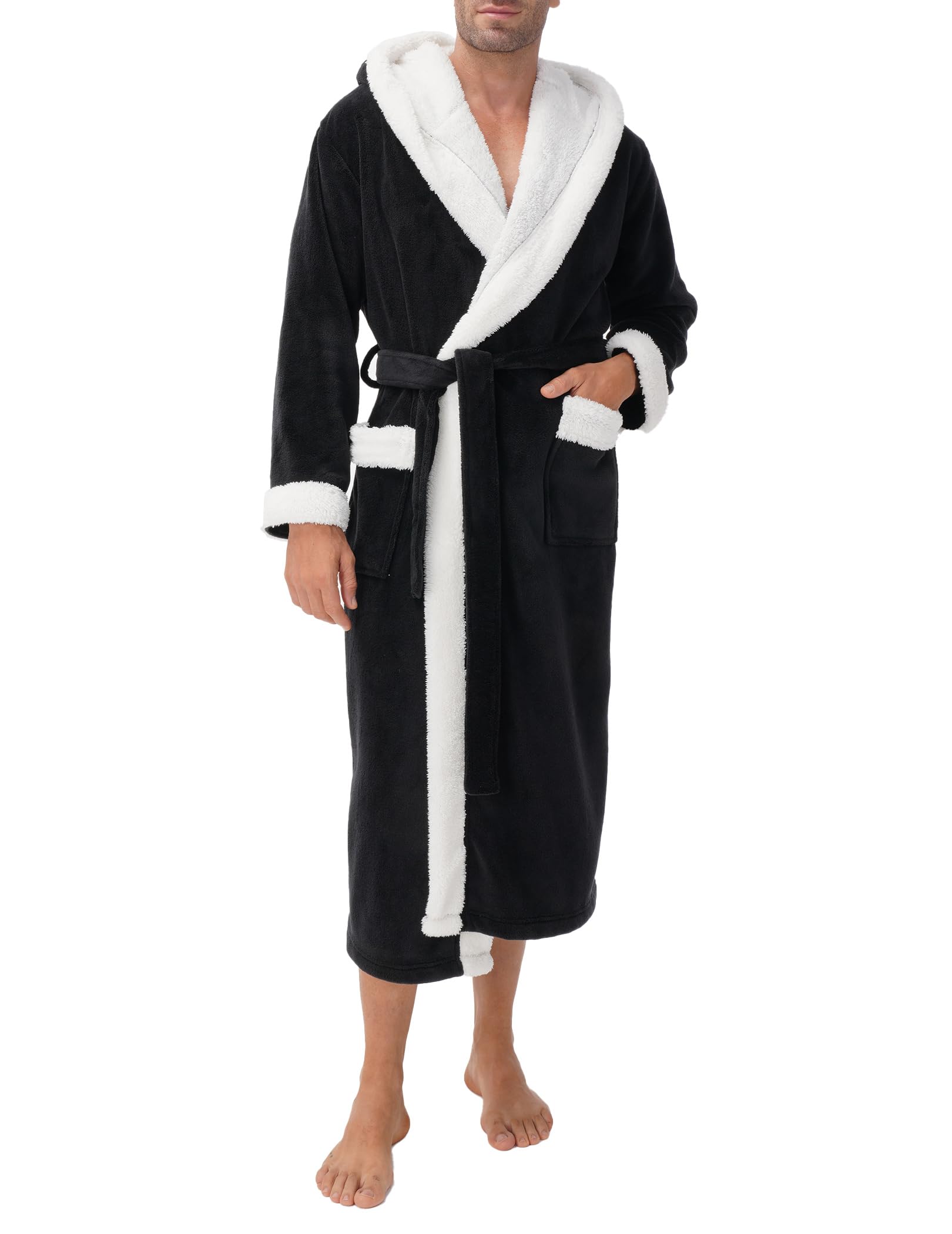 DAVID ARCHY accappatoi da uomo, vestaglia da uomo, accappatoio a vestaglia lungo con collo caldo ultra morbido, abbigliamento da casa e da notte da uomo